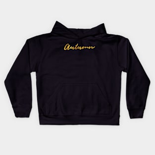 Autumn Name Hand Lettering in Faux Gold Letters Kids Hoodie